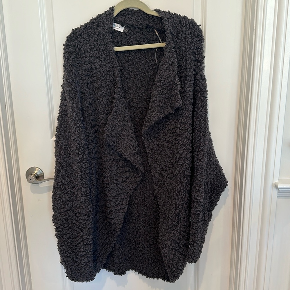 Elegant Charcoal Open-Front Cardigan